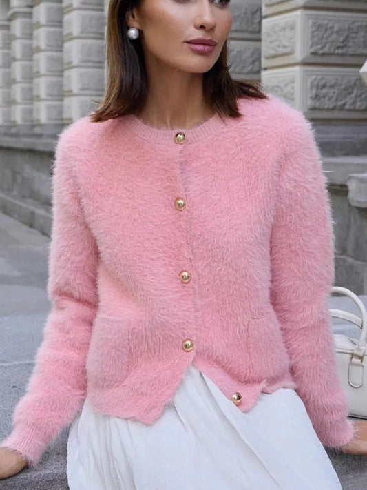 Fluffy Knit Button Up Cardigan – YTL Fashion