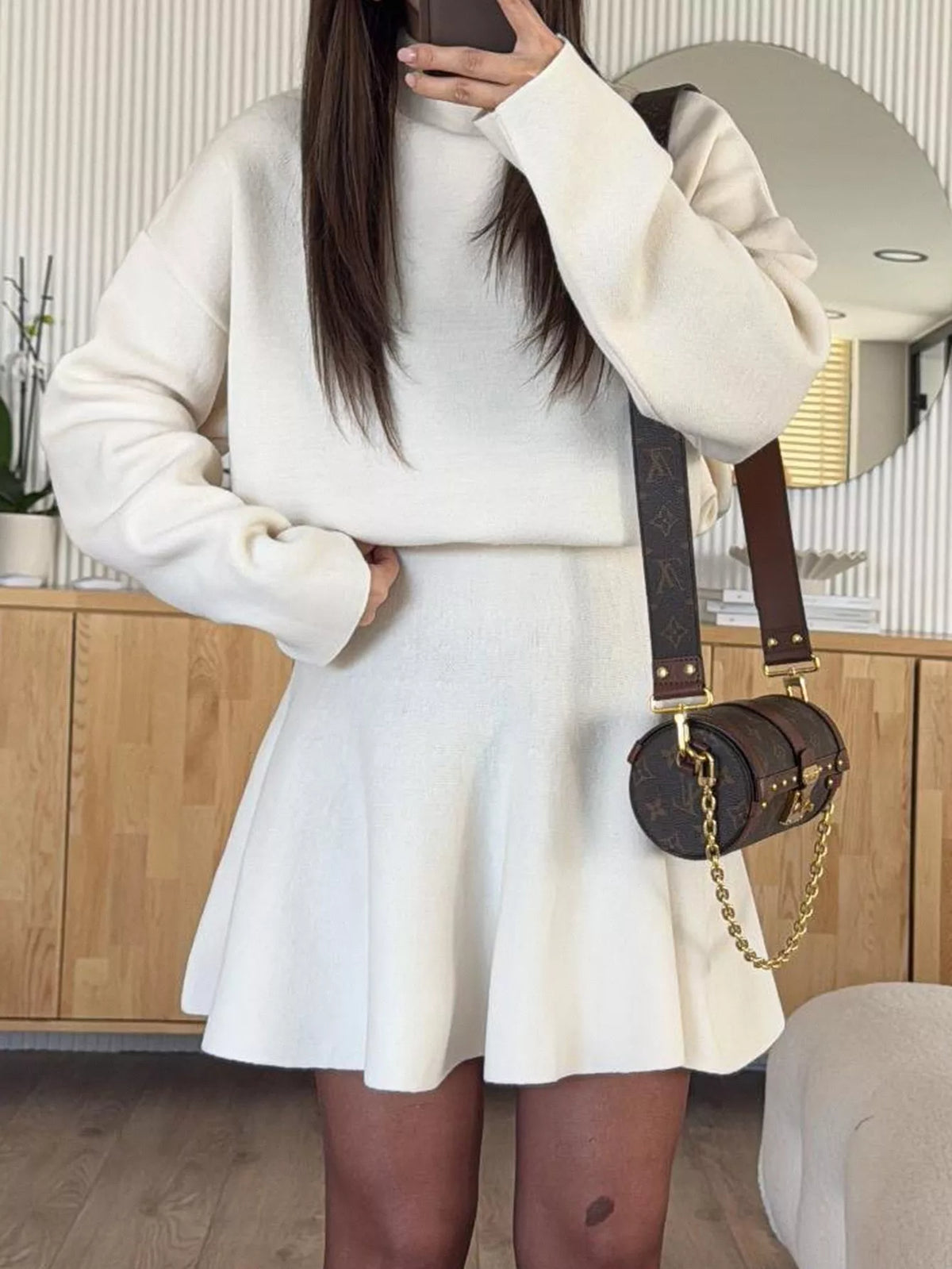 Turtleneck Dropped Shoulder Sweater and Skirt Set – YTL Fashion