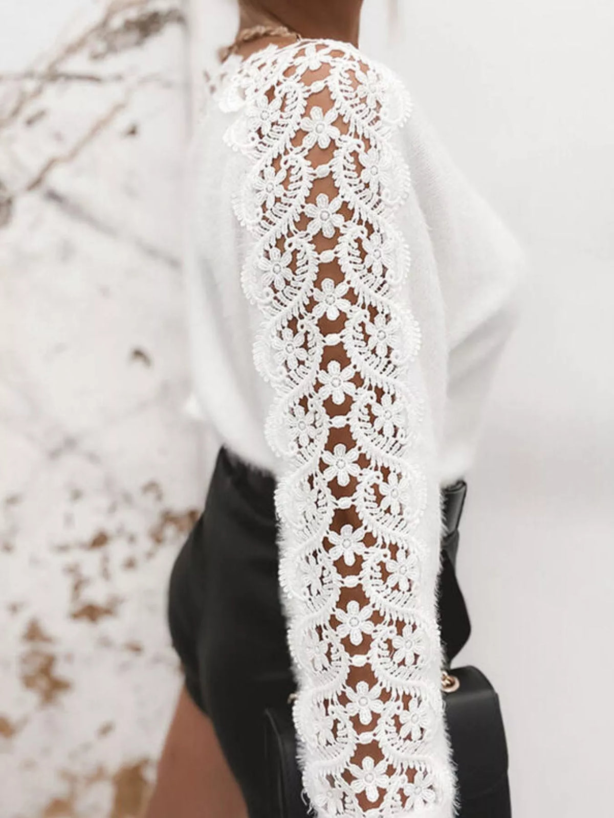 Lace Trim Long Sleeve Sweater – view 2