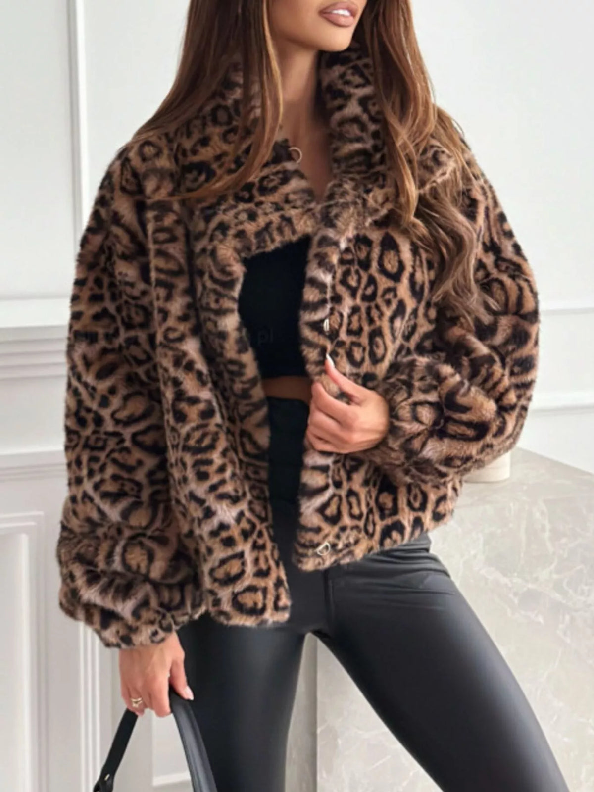 Leopard Faux Fur Cropped Jacket – YTL Fashion