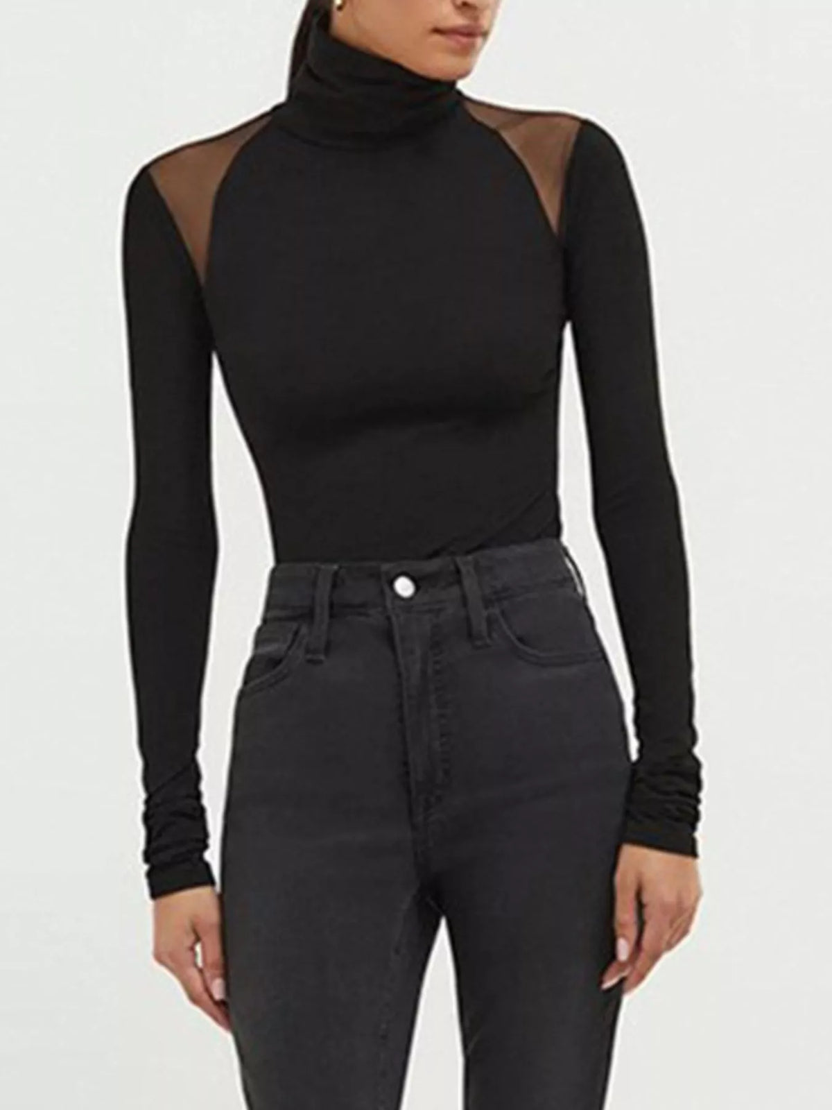 Mesh Shoulder Turtleneck Bodysuit – view 4