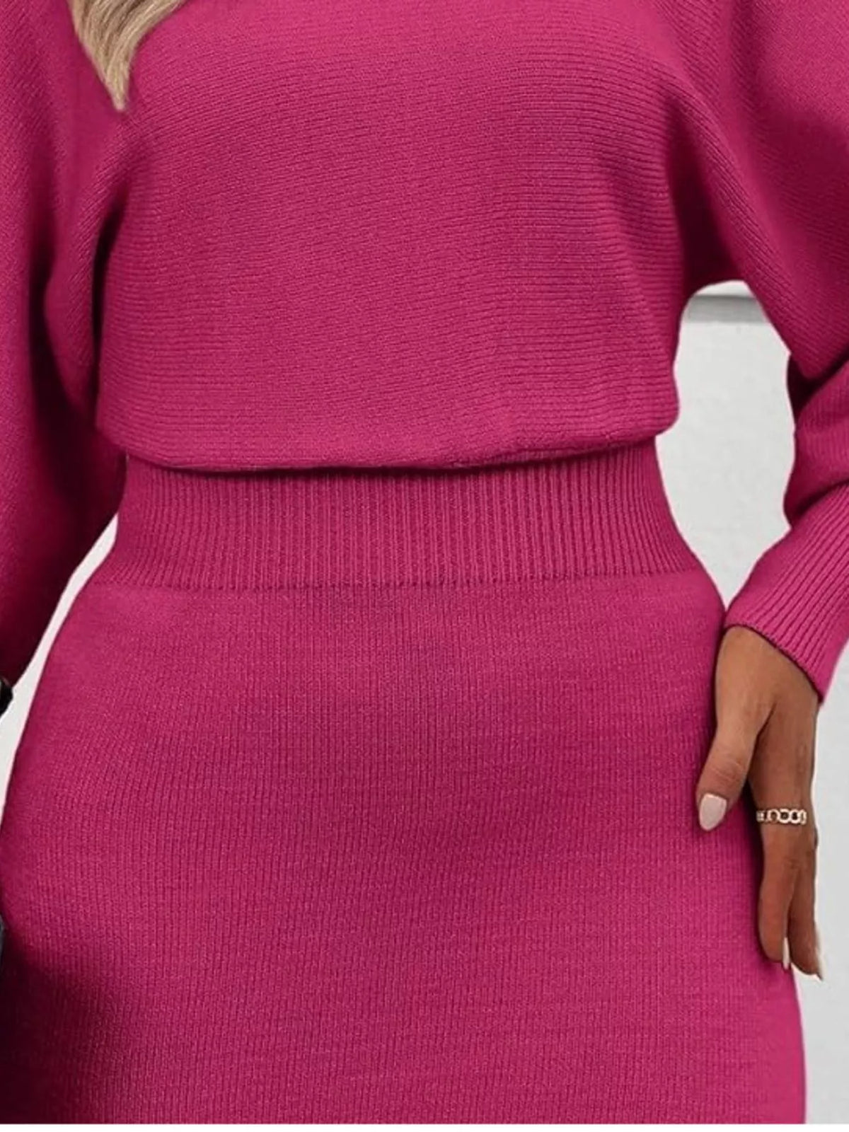 Lantern Sleeve Bodycon Sweater Dress – view 3