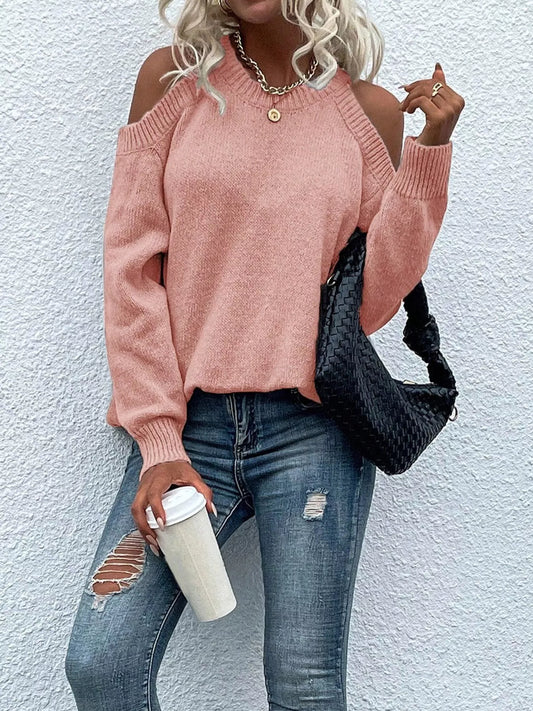 Cold Shoulder Knit Sweater – YTL Fashion