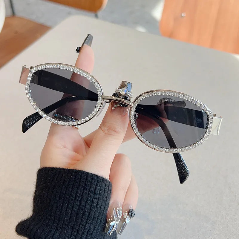 Rhinestones Decor Oval Sunglasses – view 3