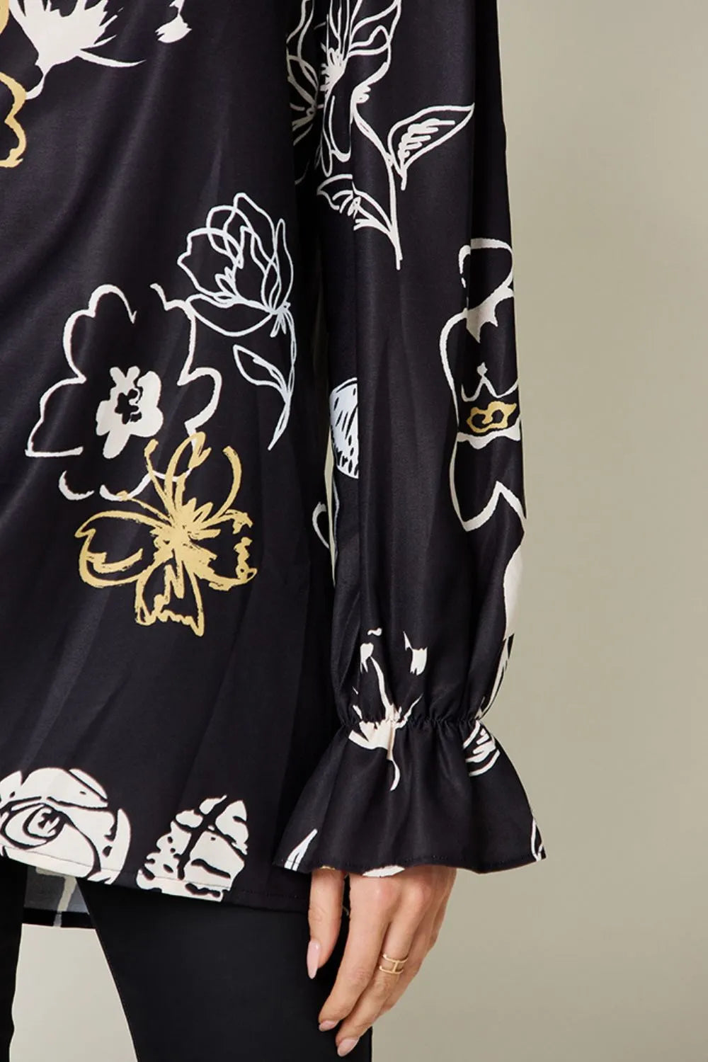 Double Take Full Size Printed Flounce Sleeve Blouse – view 4