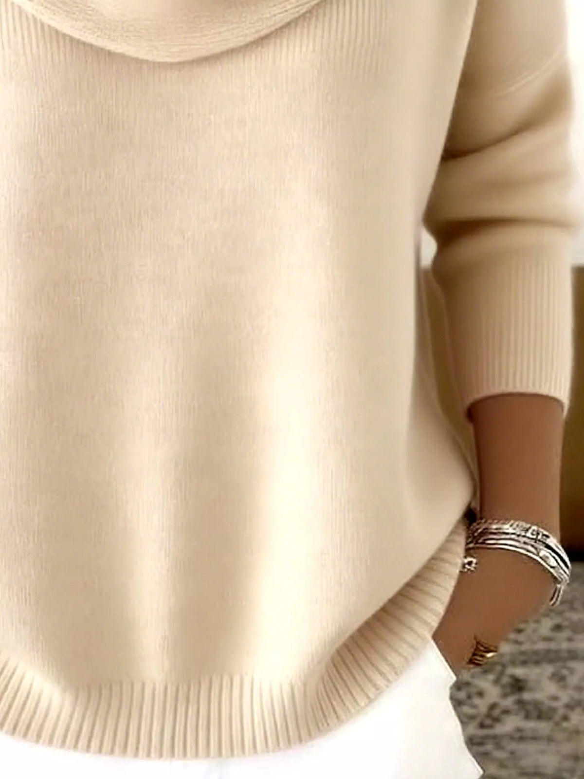 Full Size Cowl Neck Solid Color Sweater Plus Size – view 3