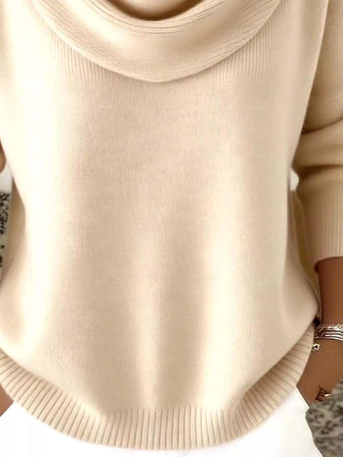 Full Size Cowl Neck Solid Color Sweater Plus Size – view 2