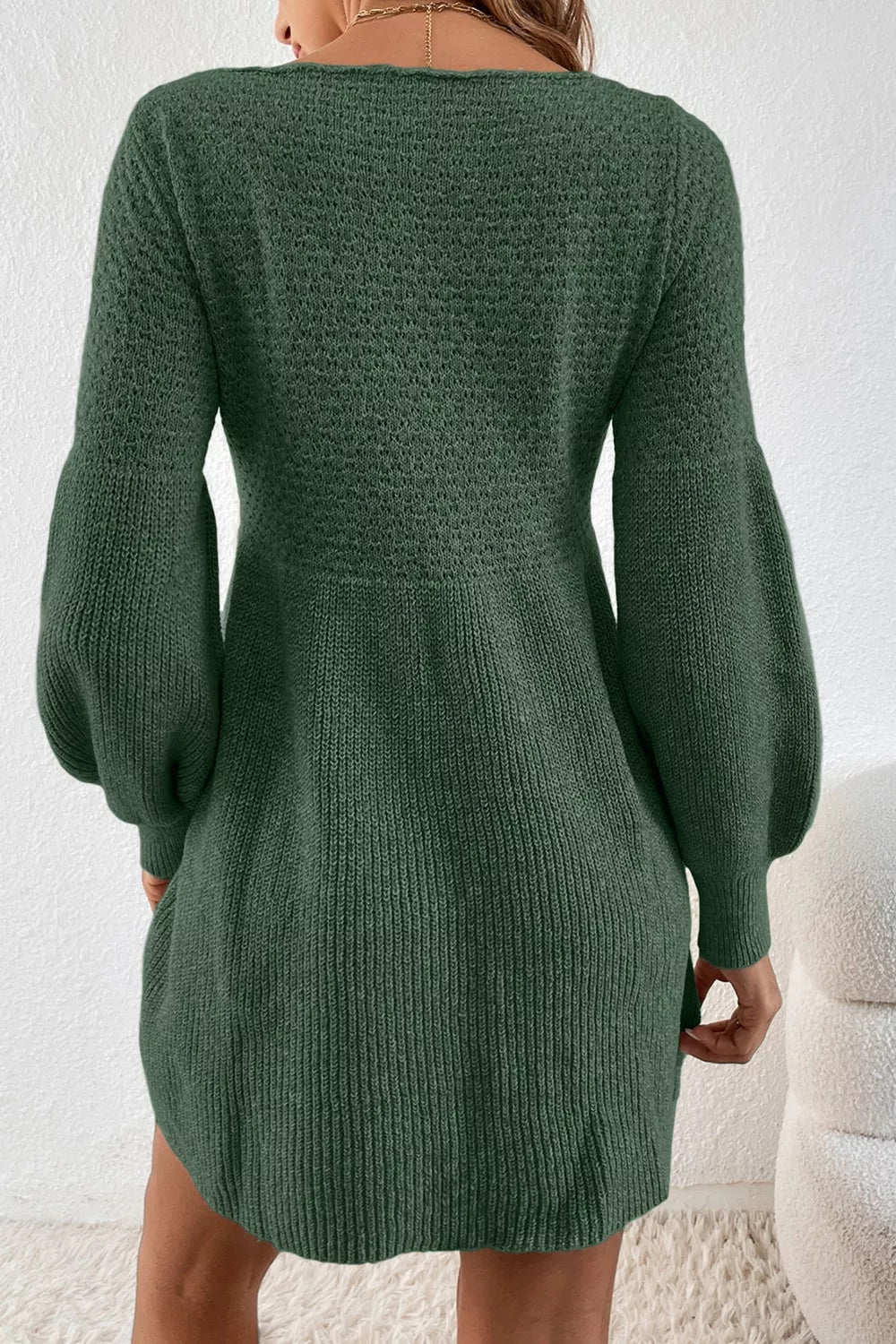Round Neck Long Sleeve Mini Dress – view 2