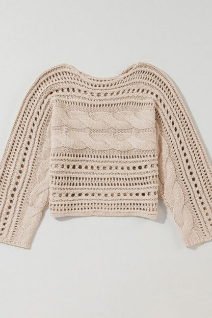 Openwork Cable Knit Long Sleeve Sweater