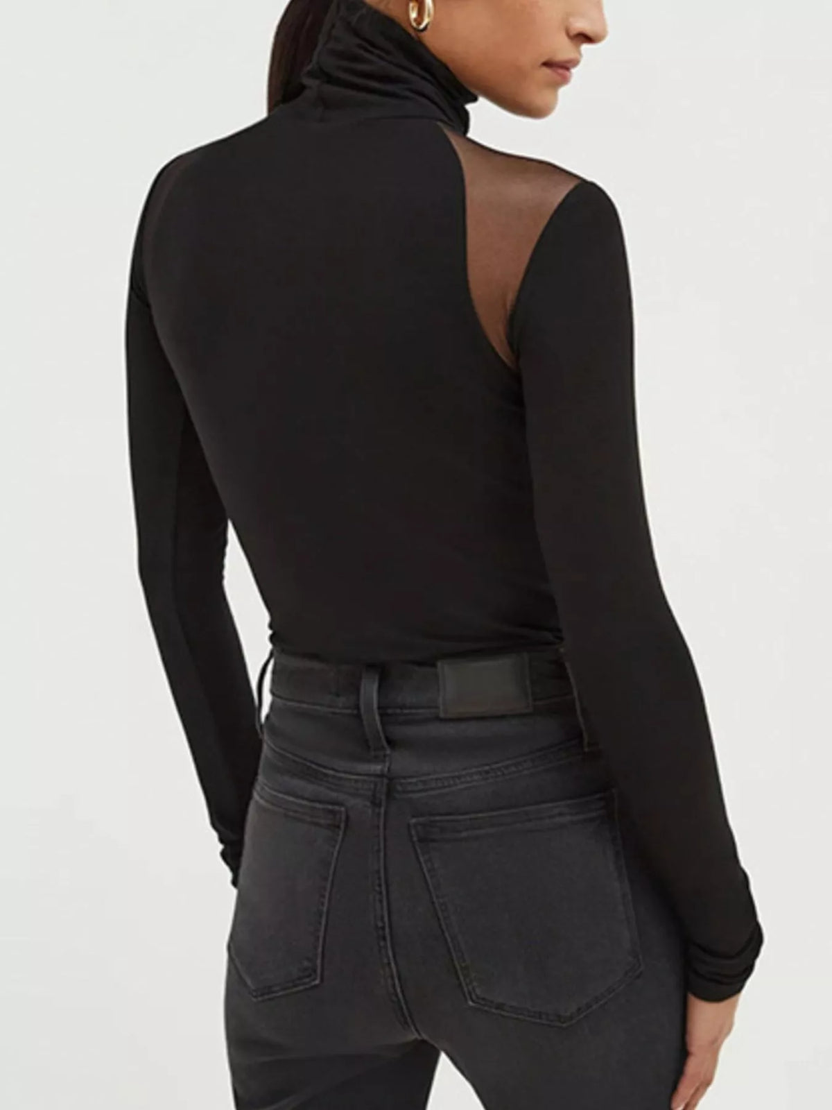 Mesh Shoulder Turtleneck Bodysuit – view 3