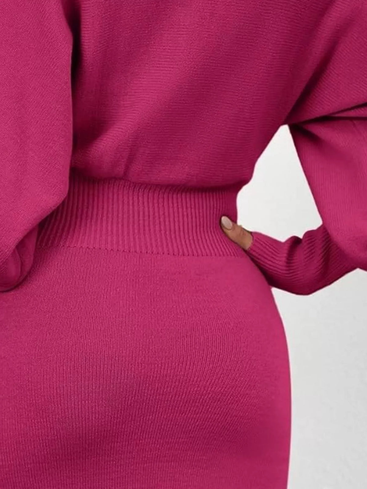 Lantern Sleeve Bodycon Sweater Dress – view 4